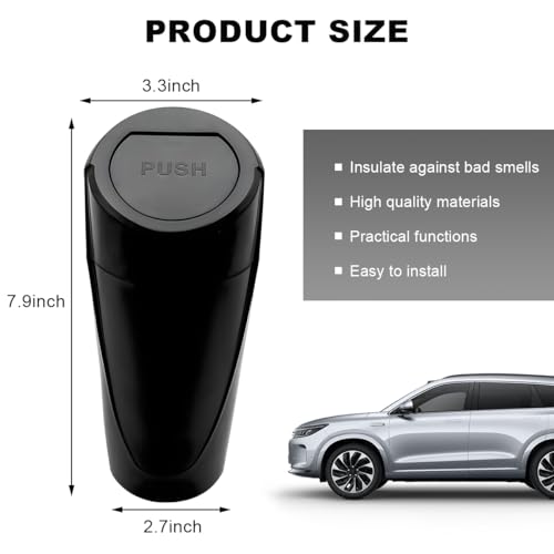 Car Trash Can with Lid, Mini Car Garbage Bin Leakproof Cup Holder Trash Can, Multipurpose Organizer Door Pocket Trash Cup Fits Auto Home Office, Universal Garbage Can (Black) - color: Black