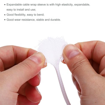 uxcell Expandable Sleeving, 1/4-inch 100ft Cable Sleeve, White - color: White, size: 1/4" x 100 Ft