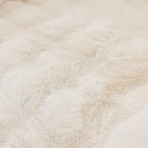 vctops 3 Pieces Faux Rabbit Fur Sofa Armrest Cover for Recliner Chair Non Slip Fluffy Furry Headrest Cover Soft Fuzzy Couch Cover for Dogs Washable Furniture Protector (Cream,1 Seat) - color: Cream