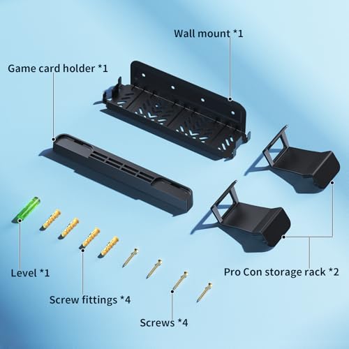 Metal Wall Mount for Nintendo Switch 2/1/OLED (Mount Behind TV)–Switch 2/Switch/OLED Organizer Shelf Stand with 10 Game Card Slots with Joycon Hanger Brackets *4 - size: For Switch 2/1/OLED