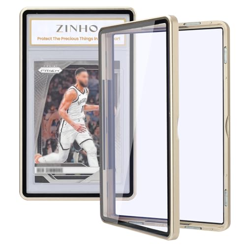 ZINHO Graded Card Case Magnetic Aluminum Alloy Slab Protector Display Case Fits 35PT PSA/CGC/CSG Cards, UV Protection (Gold) - color: Gold, style: PSA Card Case
