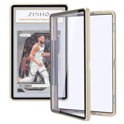 ZINHO Graded Card Case Magnetic Aluminum Alloy Slab Protector Display Case Fits 35PT PSA/CGC/CSG Cards, UV Protection (Gold) - color: Gold, style: PSA Card Case