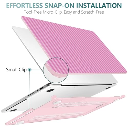 DONGKE Compatible with MacBook Pro 16 Inch Case (2026-2021 Release, M5 M4 M3 M2 M1 Pro/Max Chip), Plastic Hard Shell with Keyboard Cover & Screen Protector for MacBook Pro 16", Pink Stripes - color: Pink Stripes
