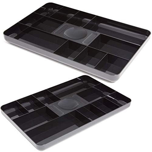 1InTheOffice Desk Drawer Organizer Tray, 13-Compartment Office Desk Drawer Organizer Black