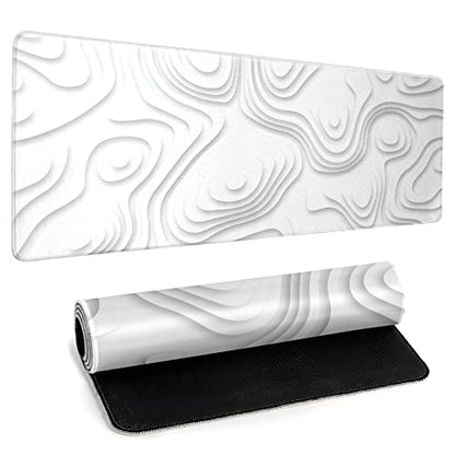 Solid Geometry Large Gaming Mouse Pad White Mouse Pad Gaming Big Desk Pad Desk Mat with Stitched Edge 31.5''x11.8'' Computer Mousepad Waterproof Desk Protector - color: Solid Geometry