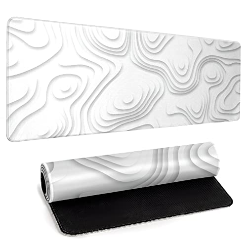 Solid Geometry Large Gaming Mouse Pad White Mouse Pad Gaming Big Desk Pad Desk Mat with Stitched Edge 31.5''x11.8'' Computer Mousepad Waterproof Desk Protector - color: Solid Geometry