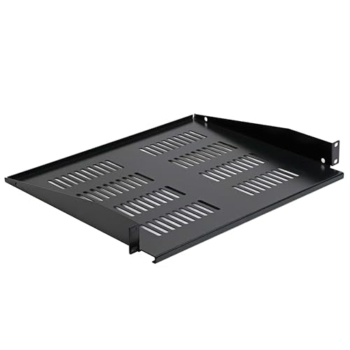 Aeons 1U 19-inch Universal Server Shelf Rack Mount Vented Cantilever Center Mount Shelf 15" Deep, Fixed Server Rack Cabinet Shelf Black 2-Pack - style: 1U-15" Vented