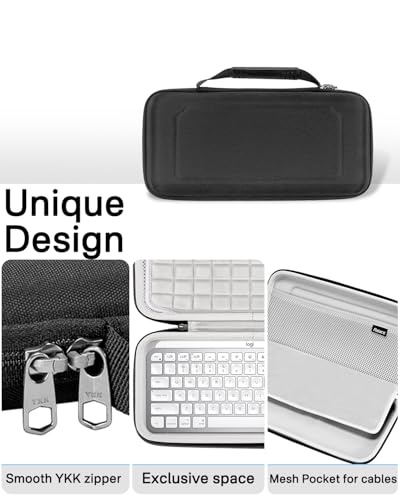 RAIACE Hard Storage Case Compatible with Logitech MX Keys Mini Advanced Illuminated Keyboard. (Case Only, Not Include The Device)- Black(Gray Lining)