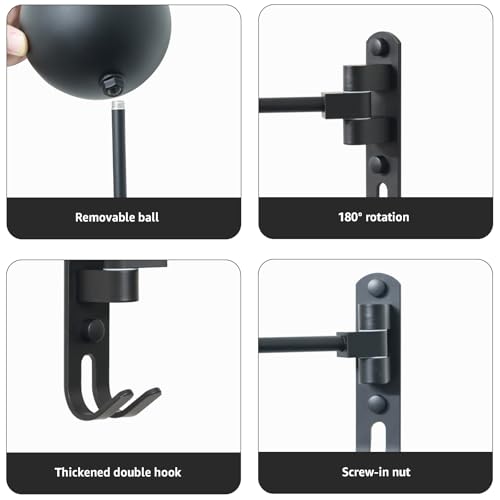 Motorcycle Helmet Holder, 180° Rotating Metal Helmet Hanger, Motorcycle Helmet Display Stand, Helmet Rack with Double Hooks for Bike Coats, Caps, Sportswear, Hats & Motorcycle Gear (2 Pack)