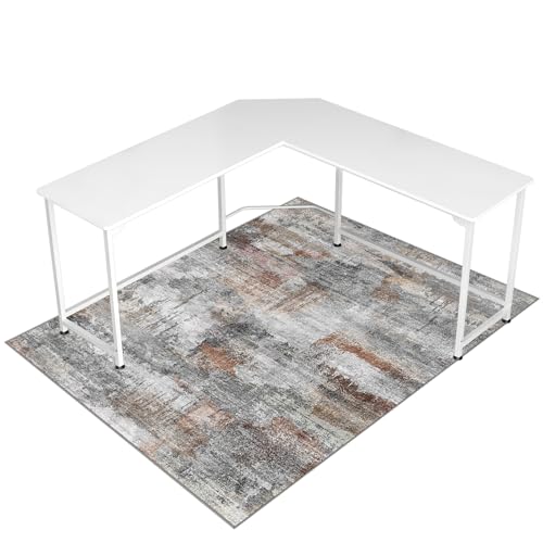 Office Chair Mat for Hardwood Floor&Tile Floor,48"X 60" Heavy Duty Desk Chair Mat for Hard Floors,Under Desk Rug for Rolling Computer Chair,Anti Slip,Low Pile Carpet Floor-Abstract Grey - color: Abstract Grey, size: 48"X 60"