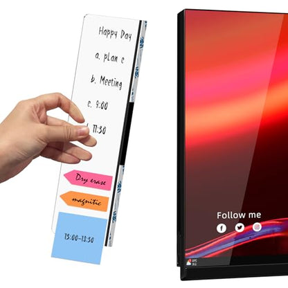 Crpich Small Transparent Memo Board – 10.6" x 3.3", 1 Pack Clear Acrylic Monitor Side Note Holder with 3M Adhesive for Desk Organization - style: 10.6" X 3.3"-Clear-1Pack