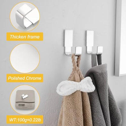 BESy Brass Clothes Hook Single Towel Hook for Bathroom Kitchen Garage Square Style Robe Hooks Coat and Hat Hook, Wall Mounted with Screws, Polished Chrome - color: Polished Chrome, size: 1 Pack
