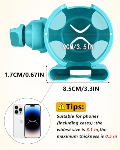 Universal Stroller Cup Holder with Mobile Phone Case, 2-in-1 Strollers Storage Rack, 360 Degrees Rotation Drink Holder for Bike, Pushchair, Wheelchair, Walker,Bicycle, Fits Most Cups (Blue) - color: BLUE