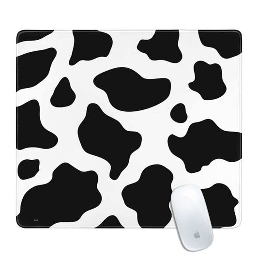 Skinit Medium Gaming Mouse Pad - Cow Pattern Animal Print Design with Stitched Edges, Waterproof, Non-Slip Rubber Base, Desk Mat for Keyboard & Mouse, 17.7" x 15.75" inches - color: Black - PTTRNS05, size: 17.7" x 15.75"