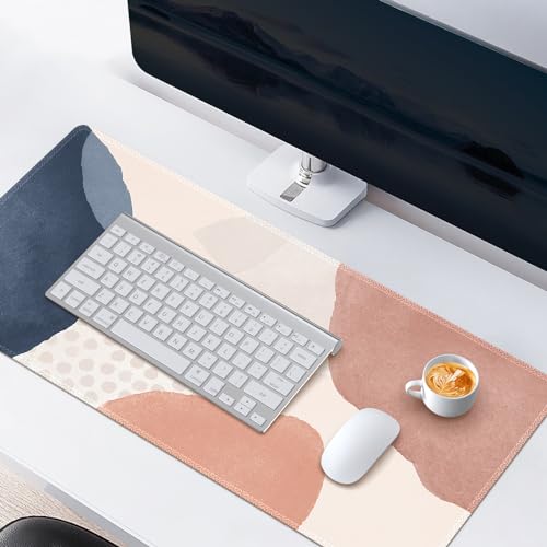 HAOCOO Desk Mat, Computer Desk Pad, Large Mouse Pad for Desk, 35.4" x 15.7" Gaming Mousepad for Desktop with Non-Slip Base, Waterproof Laptop Keyboard Mat for Home Office, Light Pink Boho - color: Boho Pink Navy