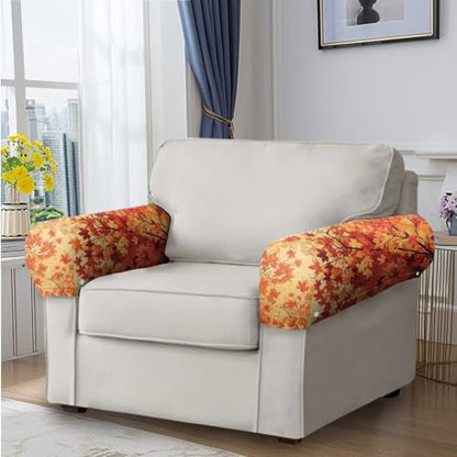 Maple Leaves Headrest Cover for Recliner Furniture Protectors Washable slipcover Couch Chair Headrest Pad Cloth Sofa Back Covers Non Slip Headrest Cover for loveseats,Office Theater Seat - color: Maple Leaves