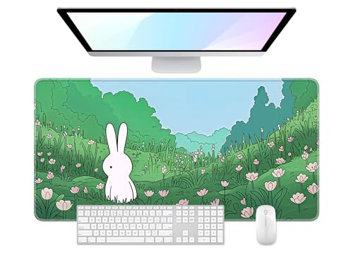 Desk Pad, 32" x 16" XXXL Extended Large Gaming Mouse Pad, Desktop Decor Desk Mat, Men Women Office Supplies and Accessories, Cute Anime Mouse Mat for Laptop & Keyboard, Cute Bunny - color: Anime Bunny