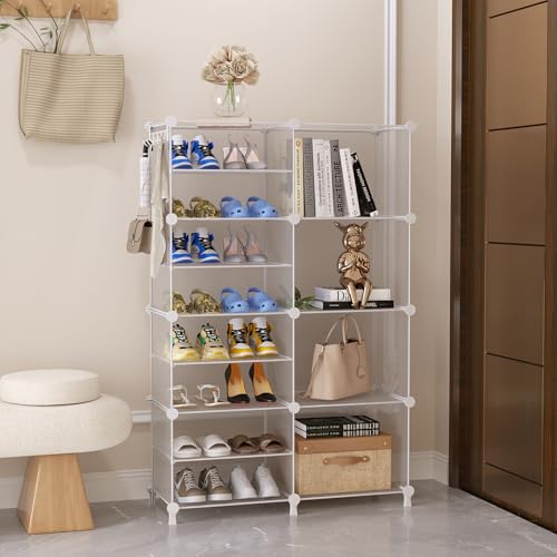 AWTATOS Closet Organizer 8 Cube Storage Shelves Clothes Organizers Closet Storage Stackable Cubby Shelving for Closet Bedroom Living Room Office, Transparent Twill - color: Transparent Twill
