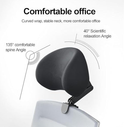 Memory Foam Headrest Attachment for Office Chair, Attachable Chair Head Rest, Desk Chair Neck Support, Elastic Sponge Head Pillow Adjustable Height and Angle (Black) - color: Black