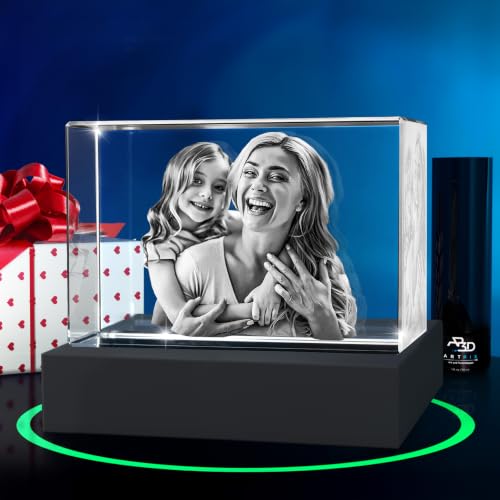 ArtPix 3D Premium Crystal Photo, Personalized Gifts for Father, Dad, Men, Husband, Grandpa, Great Customized Gift With Your Own Photo for Mom, Wife, Women, Custom Glass 3D Laser Etched Picture Frame - size: Small Premium, style: Landscape