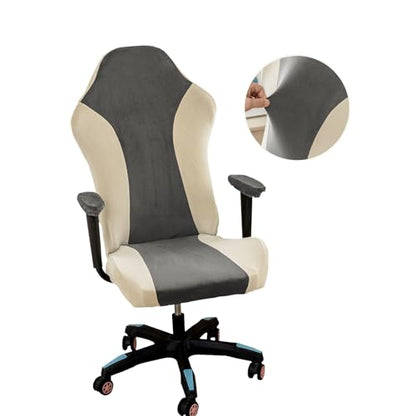 Lavish Cover Velvet Stretchable Gaming Chair Cover, Washable, Anti-Scratch Slipcover with Armrest Protection, Cat Scratch Proof for Office and Computer Chairs(No Chair, LightGrey) - color: Lightgrey