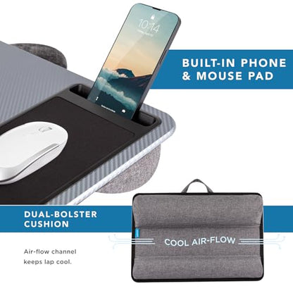 LAPGEAR Home Office Pro Lap Desk with Wrist Rest, Mouse Pad, and Phone Holder - Silver Carbon - Fits up to 15.6 Inch Laptops - Style No. 91615 - color: Silver Carbon, size: Home Office Pro W/Wrist Rest