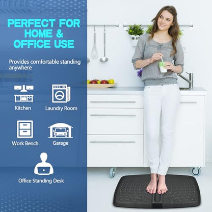 1 inch Thick Anti Fatigue Kitchen Mat Standing Mat with Massage Ball, Non Slip Standing Desk Mat with Massage Point, Multi-Purpose Comfort Floor Mat for Feet, Office, Home (Black, 17"x28"x1") - size: 28"L x 17"W x 1"Th