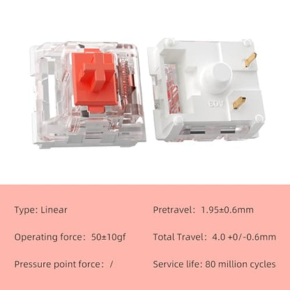 Mechanical Gaming Keyboard Red Switches,3 Pin 50gf RGB SMT Linear Switch,Dustproof and Waterproof Switch (Red,36PCS) - color: Red, size: 36Pcs