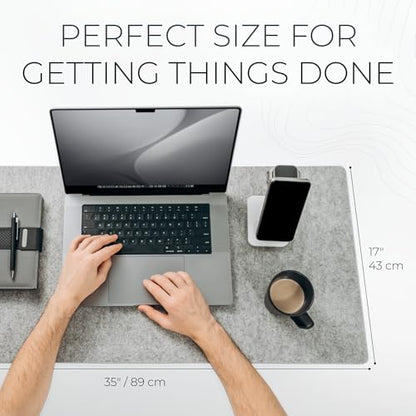 Nordik Large Felt Desk Mat - Marle - 35 x 17 inch - Full Desk Keyboard Mat - Keyboard and Mouse Pad - Large Desktop Felt Pad - color: Marle