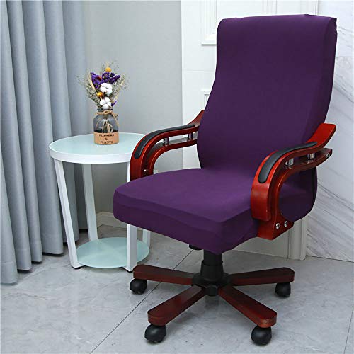 Melaluxe Office Chair Cover - Universal Stretch Desk Chair Cover, Computer Chair Slipcovers (Size: L) - Purple - color: Dark Purple, size: Large Chair Cover