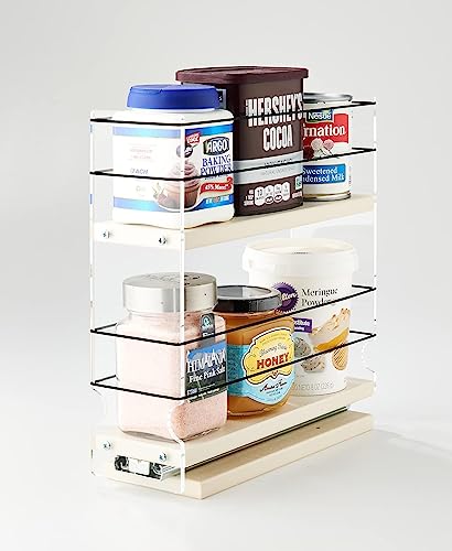 Vertical Spice - Sliding Spice Rack Organizer for Cabinets - Pull Out Shelves for Upper Kitchen Cabinets - Cabinet Organizer/Storage - USA Made - 2 Tiers - 3.45" x 10.75" x 10.6"(Cream, Assembled) - color: 3.25" Drawer, 2-Tier Cream Assembled