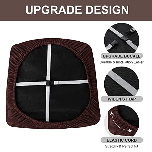 Genina Waterproof Chair Seat Covers Dining Room Chair Covers Stretch Seat Cover for Dinning Room Chair Protector Slipcovers for Kitchen, Hotel (2, Flower Pattern-Chocolate) - color: Flower Pattern-chocolate