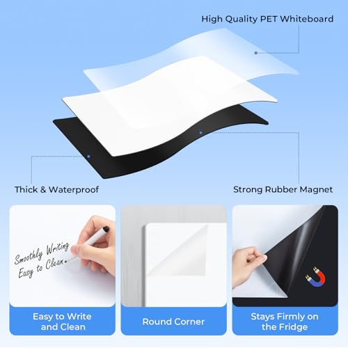 M&G Magnetic Dry Erase Board for Fridge, 12”x 8” Fridge Whiteboard for Kitchen, Small White Board Set with 4 Markers and Eraser, to Do List, Family Schedule Planning Board - size: 12"W x 18"H