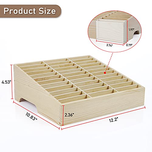 36-Grid Wooden Cell Phone Holder Desktop Organizer Storage Box for Classroom Office (36-Grid) - size: Natural 36-Grid