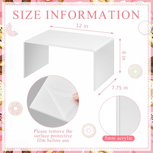 RattanView 2 Pcs 12 Inch Large Acrylic Risers Display Stands 5 mm Thick Acrylic Shelf Riser Showcase for Collectibles Jewelry Cupcakes Food Figures Perfume Cabinet (White) - color: White, size: 12 Inch, 5 mm