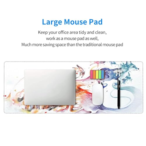 Watercolor Foxes and Butterflies Mouse Pad Large Gaming Mousepad Non-Slip Rubber Base Keyboard Mouse Mat for Laptop Keyboard Desktop 31.5 x 11.8 inch - color: Watercolor Foxes And Butterflies