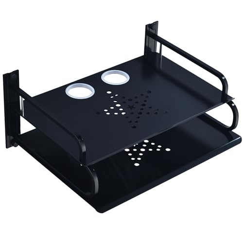 HNVNER Floating AV Shelves,Projector Wall Mount DVD Shelf,Floating Entertainment Center Bracke Under TV for Cable Boxes/Games Console/DVR/TV Accessories (Double Layer) - size: Double Layer