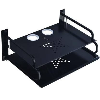HNVNER Floating AV Shelves,Projector Wall Mount DVD Shelf,Floating Entertainment Center Bracke Under TV for Cable Boxes/Games Console/DVR/TV Accessories (Double Layer) - size: Double Layer