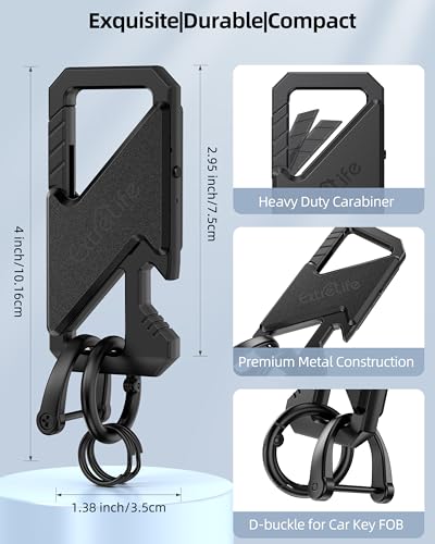 Keychain, Works with Apple Find My, Heavy Duty Keychain Bottle Opener, Carabiner Car Key Chains for Men & Women, Car Key Fob Holder, Anti-Lost Keys Tracker, Smart Keys Finder, Rechargeable, Black - color: Black
