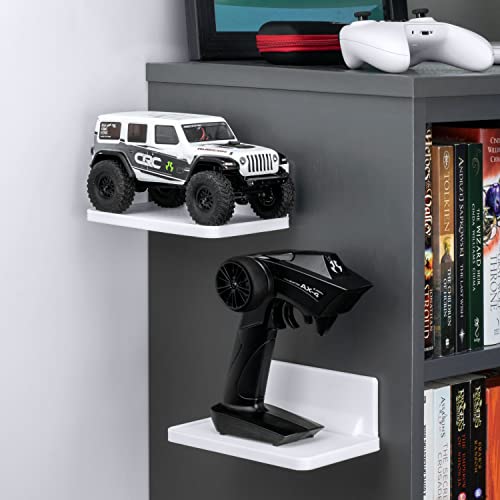BRAINWAVZ 6.7" Adhesive Floating Wall Shelf for Small Speakers, Deco, Plants, Baby Monitors, Toys, Bathroom, Kitchen & More, Easy to Install, No Screws & Mess, 6.7” x 4.1 (SHELF200-White) - color: White