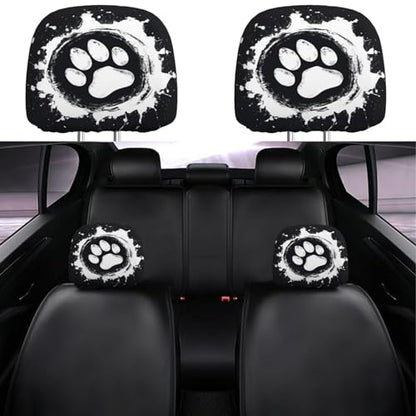 Dujiea 2 Pack Dog Paw Car Headrest Covers, Universal Soft Car Seat Head Rest Cover Protector, Vehicle Accessories Fabric Headrest Cover for Cars Vans Trucks - color: Dog Paw
