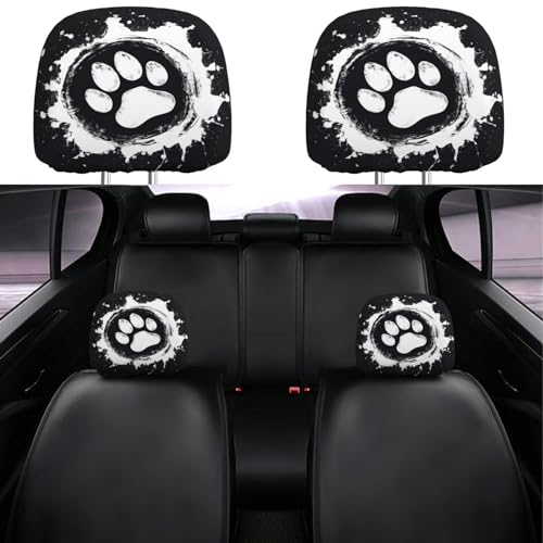 Dujiea 2 Pack Dog Paw Car Headrest Covers, Universal Soft Car Seat Head Rest Cover Protector, Vehicle Accessories Fabric Headrest Cover for Cars Vans Trucks - color: Dog Paw