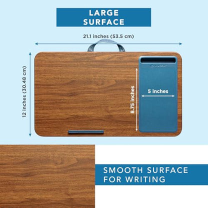 LAPGEAR Home Office Lap Desk with Device Ledge, Mouse Pad, and Phone Holder - Espresso Blue - Fits up to 15.6 Inch Laptops - Style No. 91522 - color: Espresso Blue, size: Home Office W/Device Ledge