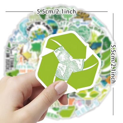 100PCS Environmental Protection Stickers, Save Planet Earth Stickers for Student Vinyl Waterproof for Water Bottle Laptop Luggage Guitar Gifts for Adult Teacher Students - style: Environmental Protection Stickers