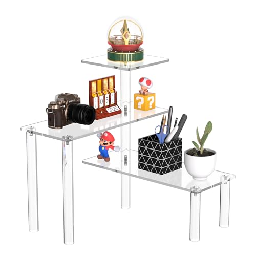 Sezanrpt Clear Countertop Corner Organizer Shelf 11.8x11.8x12.4 Inch, 3 Tier Acrylic Bathroom Organizer Corner Shelf for Countertop, Space Saver, Moisture Proof - size: 11.8x11.8x12.4 Inch