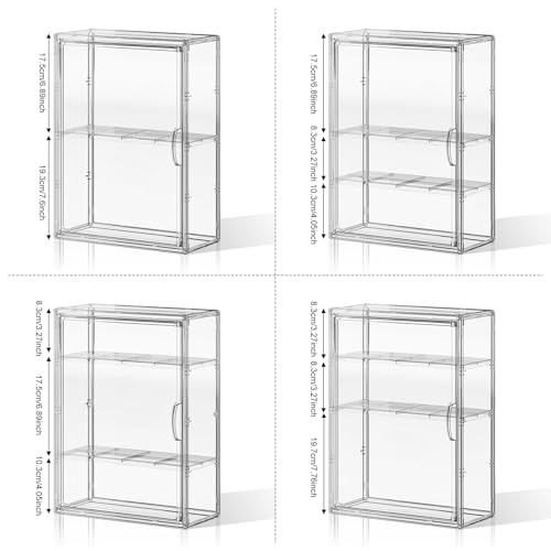 Clear 4 Tiers Acrylic Display Case for Figures Collectibles Wall Mounted Hobby Figurine Display Case with Shelves, Display Shelf Storage Box for Labubu Pop Mart, Action Figures, XXL, 1 Pack - size: XXL-1 Pack