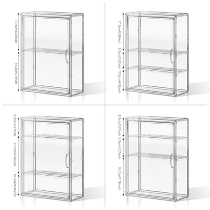 Clear 4 Tiers Acrylic Display Case for Figures Collectibles Wall Mounted Hobby Figurine Display Case with Shelves, Display Shelf Storage Box for Labubu Pop Mart, Action Figures, XXL, 1 Pack - size: XXL-1 Pack