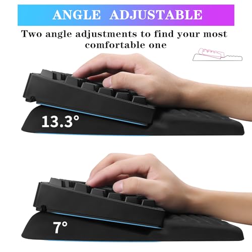 Computer Keyboard Stand Pad with Wrist Rest, Ergonomic Comfy Tilted Keyboard Stand Riser Holder Pad for Office Home (Black) - color: Black