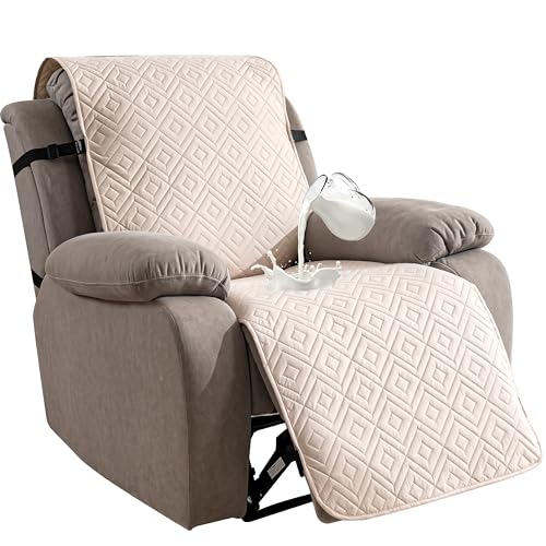 Genina Waterproof Oversized Recliner Chair Covers - 100% Protection, Non-Slip, Washable Recliner Slipcover for Larger Recliners, Kids & Pets Friendly【28'' /Beige】 - color: Beige, size: 28 in （Oversized 1 Seater）