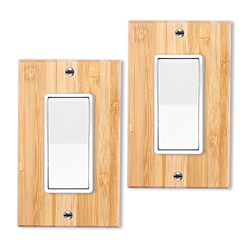 2PC Solid Wood Single Rocker Light Switch Plate 4.5" X 2.76" Bamboo Light Switch Cover Quality Raw Wooden Decorative Bedroom Kitchen Home Decor (Single Rocker) - color: 2PC-Single Rocker